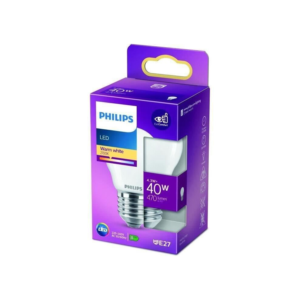Philips Led Classic 40W Spherical E27 Warm Frosted Non Dimmable White