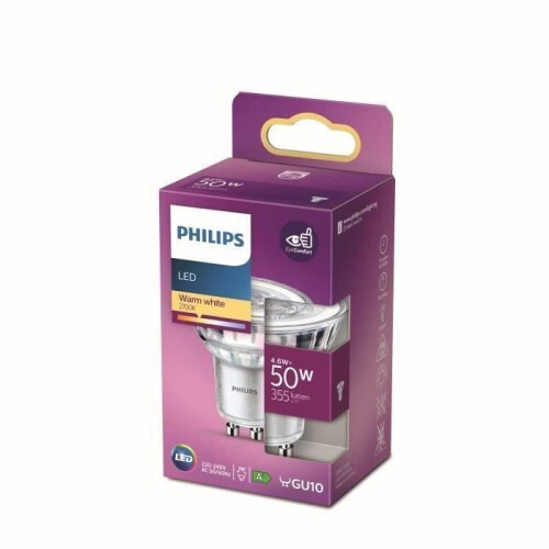Philips Philips LED Bulb Equivalent50W GU10 Warm White Non Dimmable