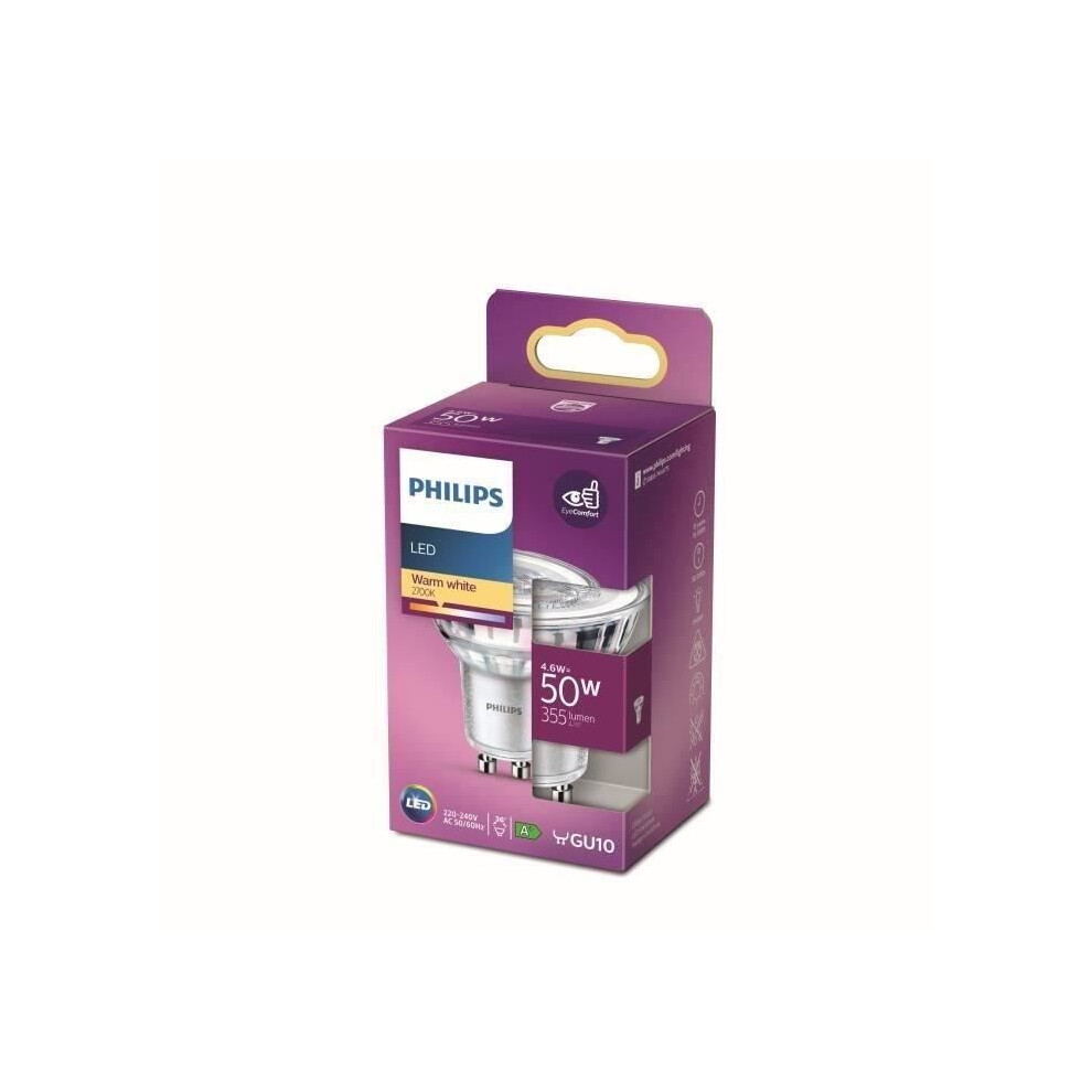 Philips Led Bulb Equivalent50w Gu10 Warm Non Dimmable White