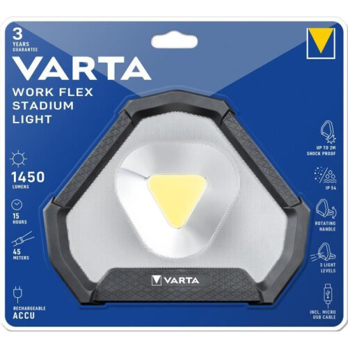 Varta Foco de trabajo VARTA Work Flex Stadium Light - 1450lm - Recargable - IP54 - Orientable