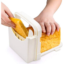 Bread Slicer Foldable for Square Bread Cutting 4 Thickness Adjustable Toast Slicing Cutter Machine with Crumb Catcher for Homemade