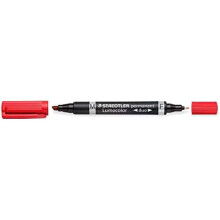 Marcatore permanenti - STAEDTLER - Lumocolor Duo - Rosso - Confezione da 10 - Punta fine 1,5 mm