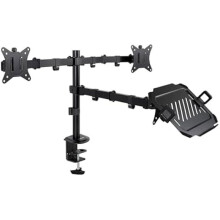 Tafelsteun - TOOQ - DB1202TN-B - 2 schermen 17-32" - Plateau voor laptop 12-17" - Ergonomisch