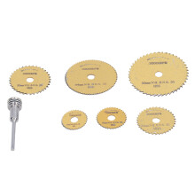 7-teiliges Set HSS-Sägeblatt, ultradünn, schnelles Schneiden, Mini tragbares Elektroschleifscheiben für Holz und PVC, inklusive Schaft