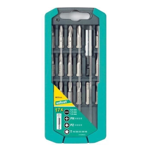 wolfcraft Caixa de bits para chave de fenda - WOLFCRAFT - 17 peças - 1