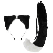1 Set Faux Fox-shaped Cosplay Tail Simulated Foxes Plush Headband Tail Adornment