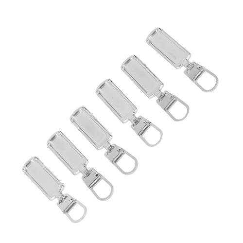 6 Stück Reißverschluss-Puller aus Edelstahl, silberfarben, 4,7 cm 2