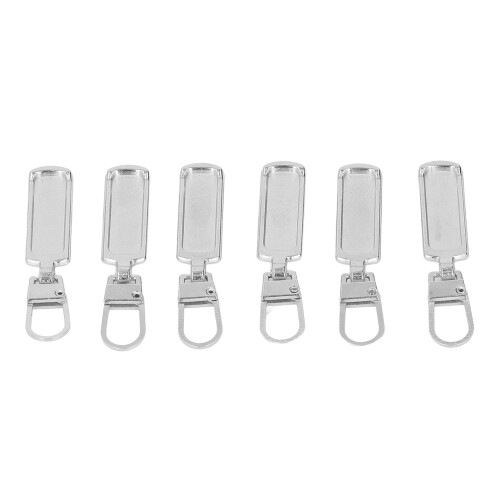 6 Stück Reißverschluss-Puller aus Edelstahl, silberfarben, 4,7 cm 1