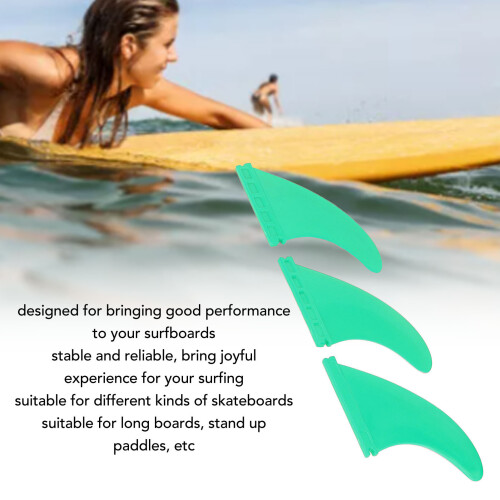 Aletas de surf tipo thruster, 3 piezas, PVC, para longboard, verde 2
