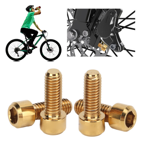 RISK 4 Stück MTB Bremsenschrauben M6x16mm Gold Titanium