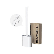 (White) Toilet Brush and Bracket Set Wall /Ground Mounted Dual Purpose, Deep Cleaning Flexible Toilet Bowl Brush
