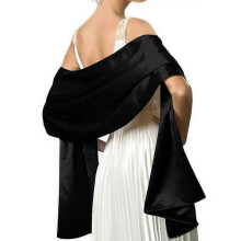 (Black) Women Soft Bridal Wrap Stole Shawl Scarf Wedding Bridesmaids