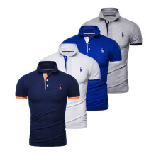 (4pcs-F, EUR M 70-80kg) Classic 4 Pcs Embroidery Polo Shirt Men Casual Business Social Short Sleeve Mens Shirts New Summer Quality Slim Fit Polos Men