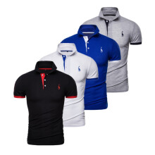 (4pcs-I, EUR XXXL 105-115kg) Classic 4 Pcs Embroidery Polo Shirt Men Casual Business Social Short Sleeve Mens Shirts New Summer Quality Slim Fit Polos Men