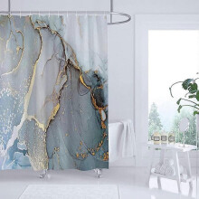 (180*180cm) Abstract Shower Curtain, Creative Artwork Print for Bathroom Decor, Stall Size Blue Shower Curtain