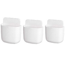 (White) 3Pcs Remote Control Holder Wall Mount Holders Phone Charging Desktop Organizer Storage Containers for Home Office