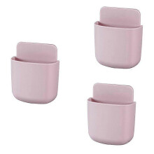 (Pink) 3Pcs Remote Control Holder Wall Mount Holders Phone Charging Desktop Organizer Storage Containers for Home Office