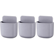 (Gray) 3Pcs Remote Control Holder Wall Mount Holders Phone Charging Desktop Organizer Storage Containers for Home Office