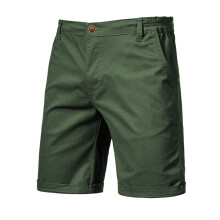 (ArmyGreen, 36) 2025 New Summer 100% Cotton Solid Shorts Men High Quality Casual Business Social Elastic Waist Men Shorts 10 Colors Beach Shorts