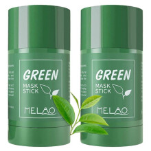 2PCS Green Tea Mask Stick for Face, Blackhead Remover with Green Tea Extract, Deep Pore Cleansing, Green Clay Mask for Face Moisturizing