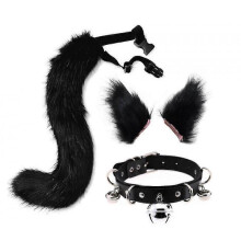 Cosplay Faux Fur Kitten Tail Ears Headbanderotic Role Playblack