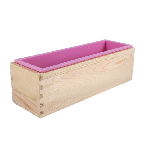 Rectangle Silicone Liner Soap Mould Wooden Box DIY 1
