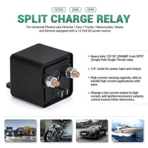 (24V)Car Relay Heavy Duty Split Charge Relay Switch 12V/24V DC 200A 4 Pin Continuous Relay 1
