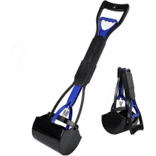 (Blue)Pet Pooper Scooper for Dogs, Portable Dog Pooper Scooper with Long Handle, Foldable Dog Poop Waste Pick Up Rake