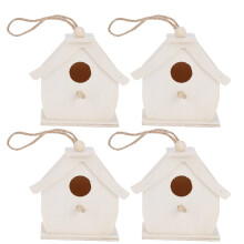 4Pcs Mini Wooden Bird House Hanging Birds Nests