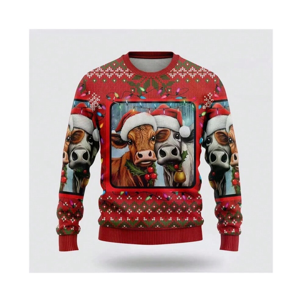(Swea-HWH55762, 5XL) Funny Animal Cow Graphic Ugly Christmas Sweater Fashion Pig Funny Sweatshirts For Women Clothes Xmas Boys Gift Pullovers Tops-image-OPC-PJMVV5H-NEW