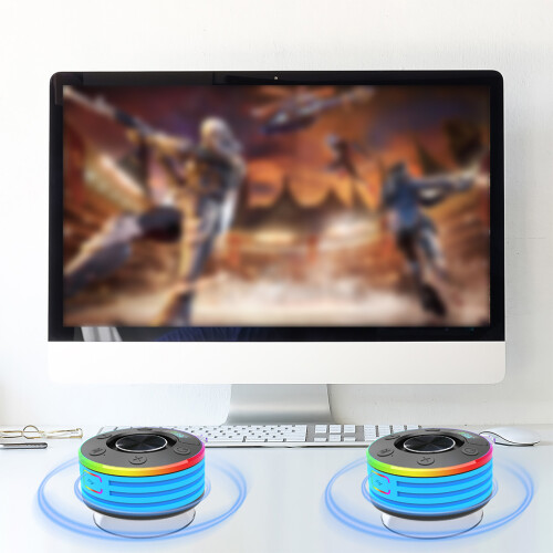 (sky blue) Bluetooth-Compatible 3 Shower Speaker With 360 Surround Sound 1