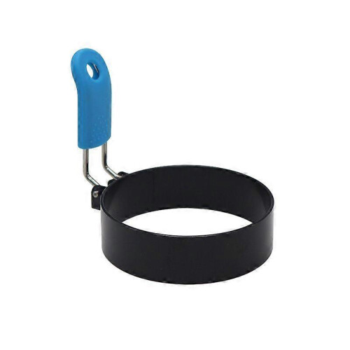 (Blue)Egg Ring, Stainless Steel Egg Ring Molds with Anti-scald Handle