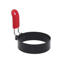 (Red)Egg Ring, Stainless Steel Egg Ring Molds with Anti-scald Handle