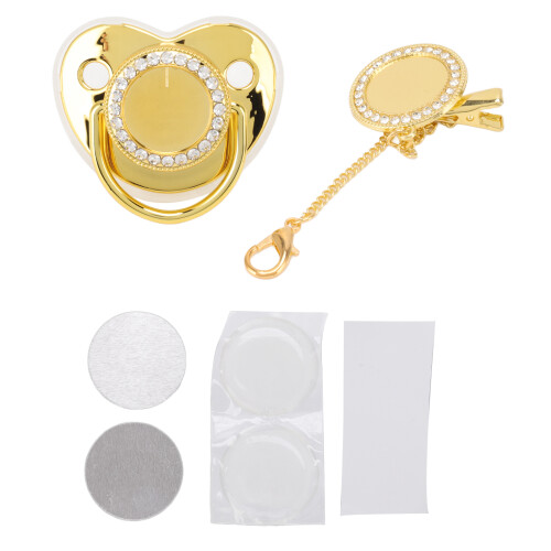 Bling Schnullerclip-Set Gold M, 6-18 Monate, PP/Silikon 1