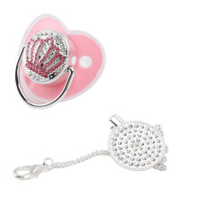 Chupete de silicona rosa con corona de strass tamaño M