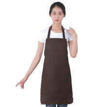 (Brown)12 Pack Plain Bib Aprons With 2 Pockets - Black Unisex Commercial Apron Bulk