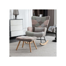 Poltrona a dondolo - MUVOE - Confortevole - Legno di hevea - Cuscino lombare - Design colorato