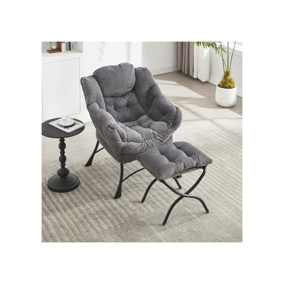 Fauteuil inclinable avec repose-pieds, accoudoirs et poches latérales Fauteuil de lecture avec repose-pieds Fauteuil d'angle gris