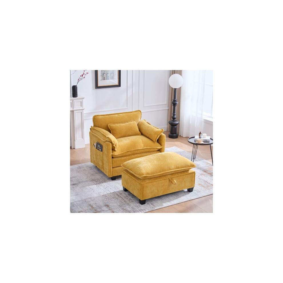 Fauteuil moderne surdimensionné avec repose-pieds et pouf pour les salons, les chambres et les appartements