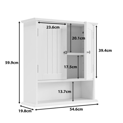 Wandkast - MUVOE - Badkamer - Wit - MDF - Verstelbare planken 1