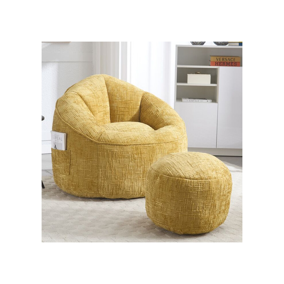 Pouf - MUVOE - Canapé Chaise - Mousse souple - Jaune - Confortable et léger