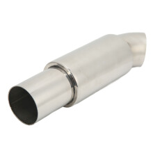Auto-Auspuff muffler Rohr 51mm x 51mm Einlass Rund Edelstahl Silber Universale Ersatzteile
