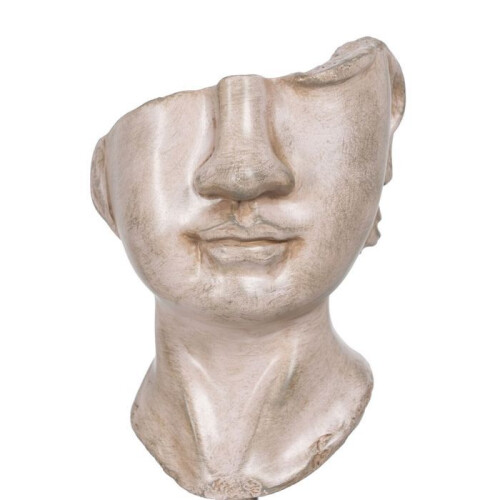 Dekorative Figur - BigBuy Home - Gesicht - Metall - Polyresin - Beige 2