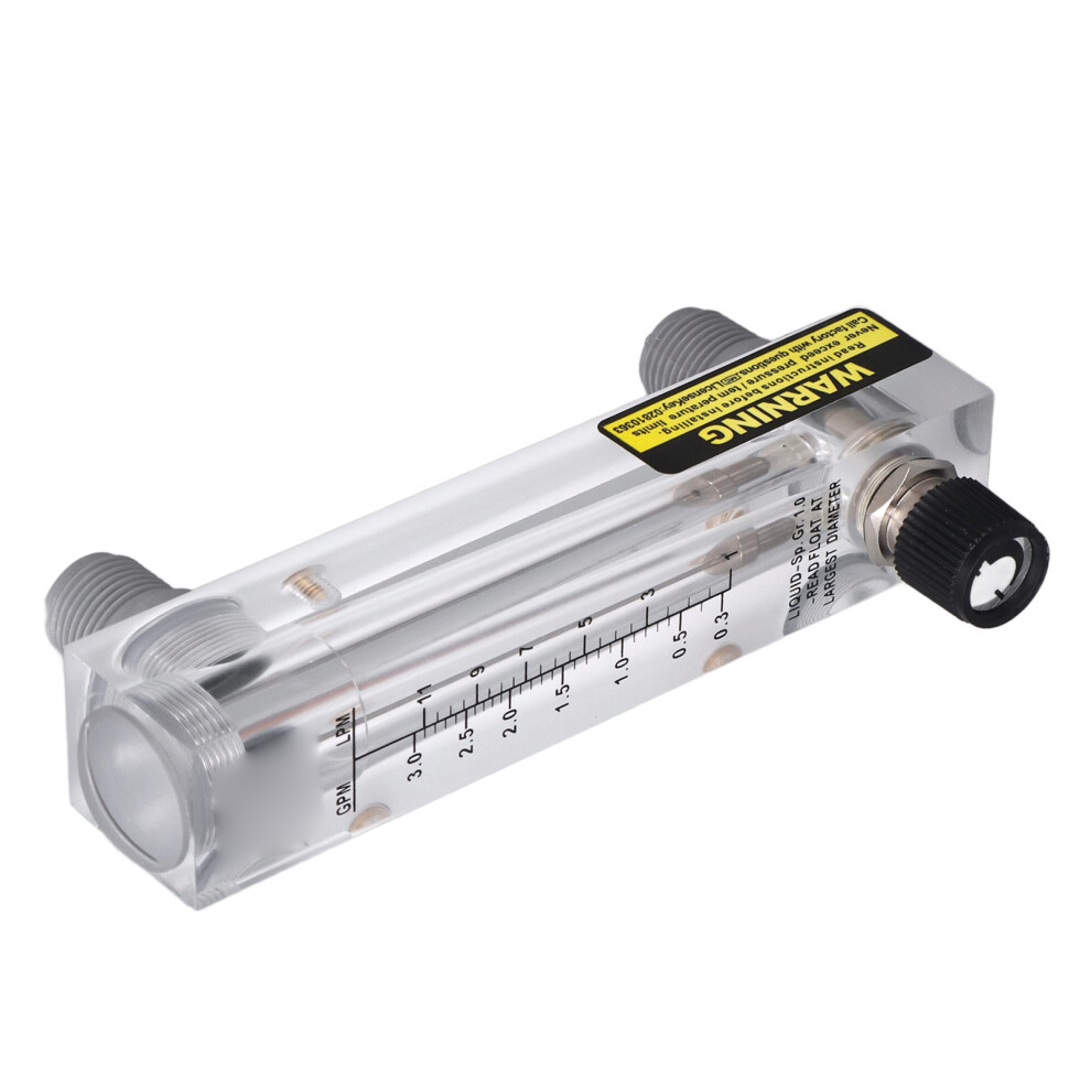 Acrylic Panel Mount Liquid Flowmeter 0.3Â3Gpm, Adjustable 9381341832972