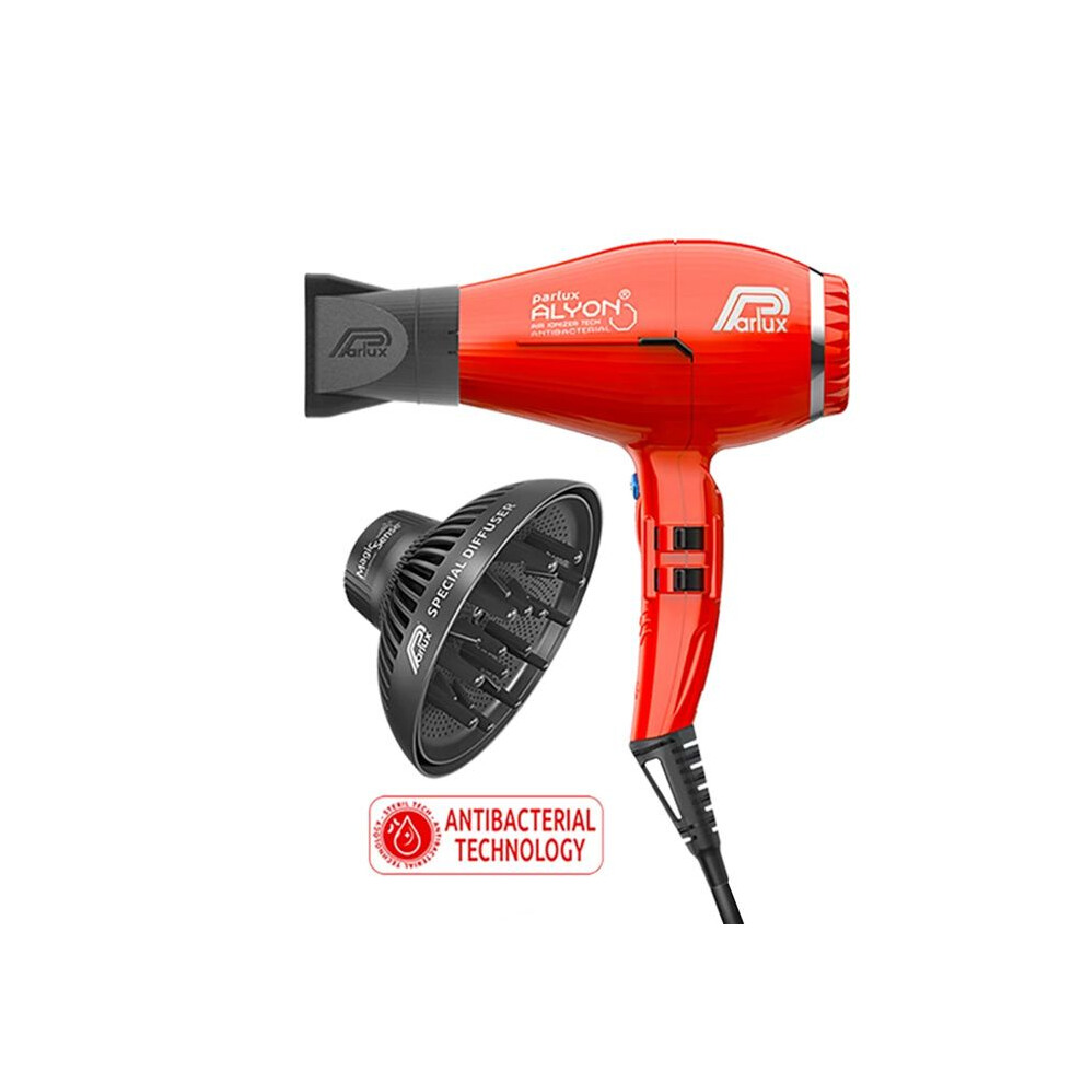 Parlux Red Hair Dryer - Alyon Air Ionizer Tech - 2250 Watts - Eco-Friendly