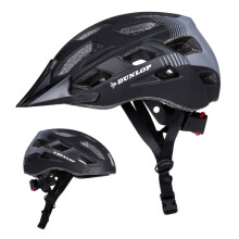 Casco da bicicletta - Dunlop - M - Nero - Regolabile 55-58 cm - 6 LED con 3 modalità di illuminazione