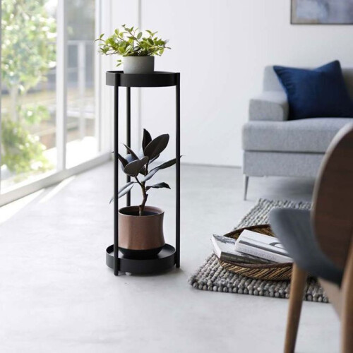 Supporto per piante - Nero - Acciaio - 2 livelli - Su ruote - Decorativo 2