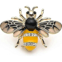 Honey Bee Yellow Enamel Small Cute Brooch Pin Gold Clear Crystal Exquisite Enamel Bumblebee Brooch Pin with Crystal Rhinestones Useful