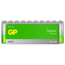 Pack de 20 Piles AA/LR6 alcaline GP super (LR6 / AA / R6 / MN1500 / Mignon / AM3 / E91 / Stilo)