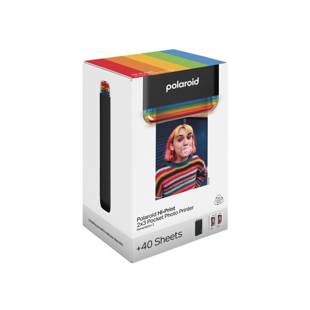 Polaroid Bundle Hi-Print+Paper - 2Nd Generation - Bluetooth Connected 2X3 Pocket Photo, Dye-Sub Printer - Black